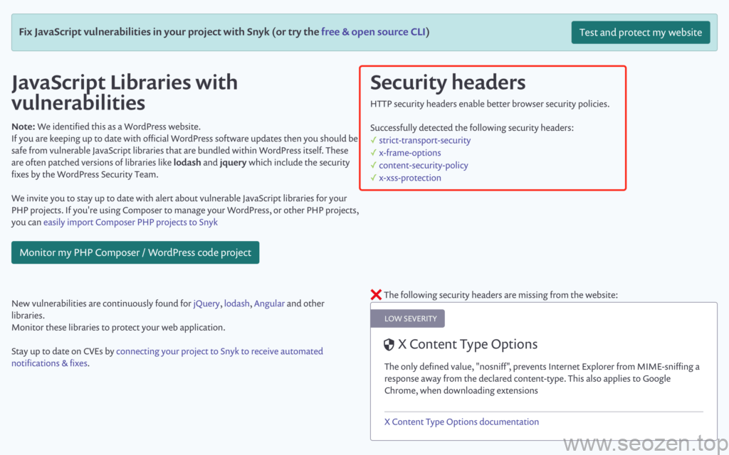WebPageTest-security-score